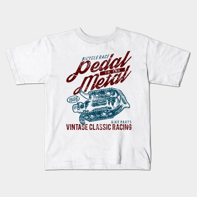 Pedal To The Metal Bicycle Racing Kids T-Shirt by JakeRhodes